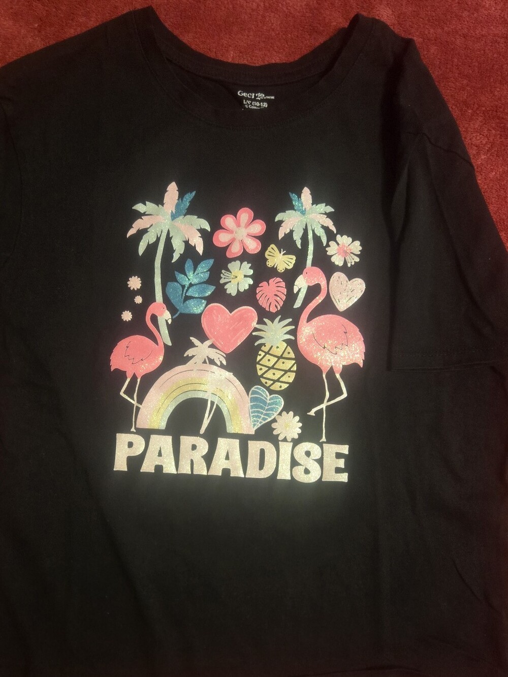 Paradise Graphic Tee - Black with Pink Accents - Kids